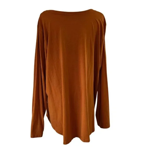 Ava & Viv Orange Long Sleeve Scoop Neck Shirt Womens Plus Size 2X - Picture 3 of 14